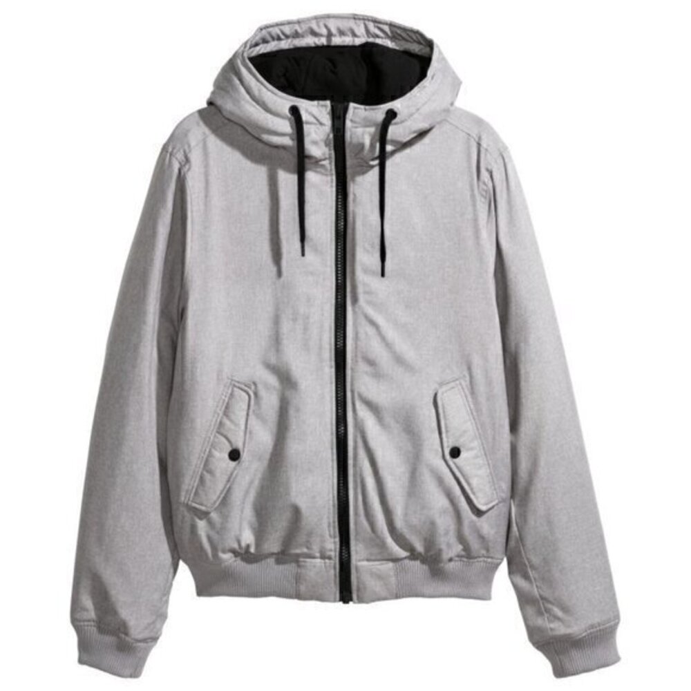 H&M Men's Gray Padded Bomber Jacket Size S